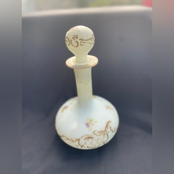 Antique Victorian Glass Decanter Barber Bottle Hand Painted Intact with Stopper - Picture 9 of 9